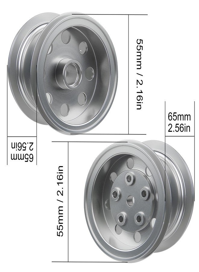 TOOMOD CW-01 Aluminum Front & Rear Wheel Hub Rim Set for Tamiya 1/12 Lunchbox Big Tire Model Car Midnight Pumpkin Chassis Upgrades（Silvery） - Image 2